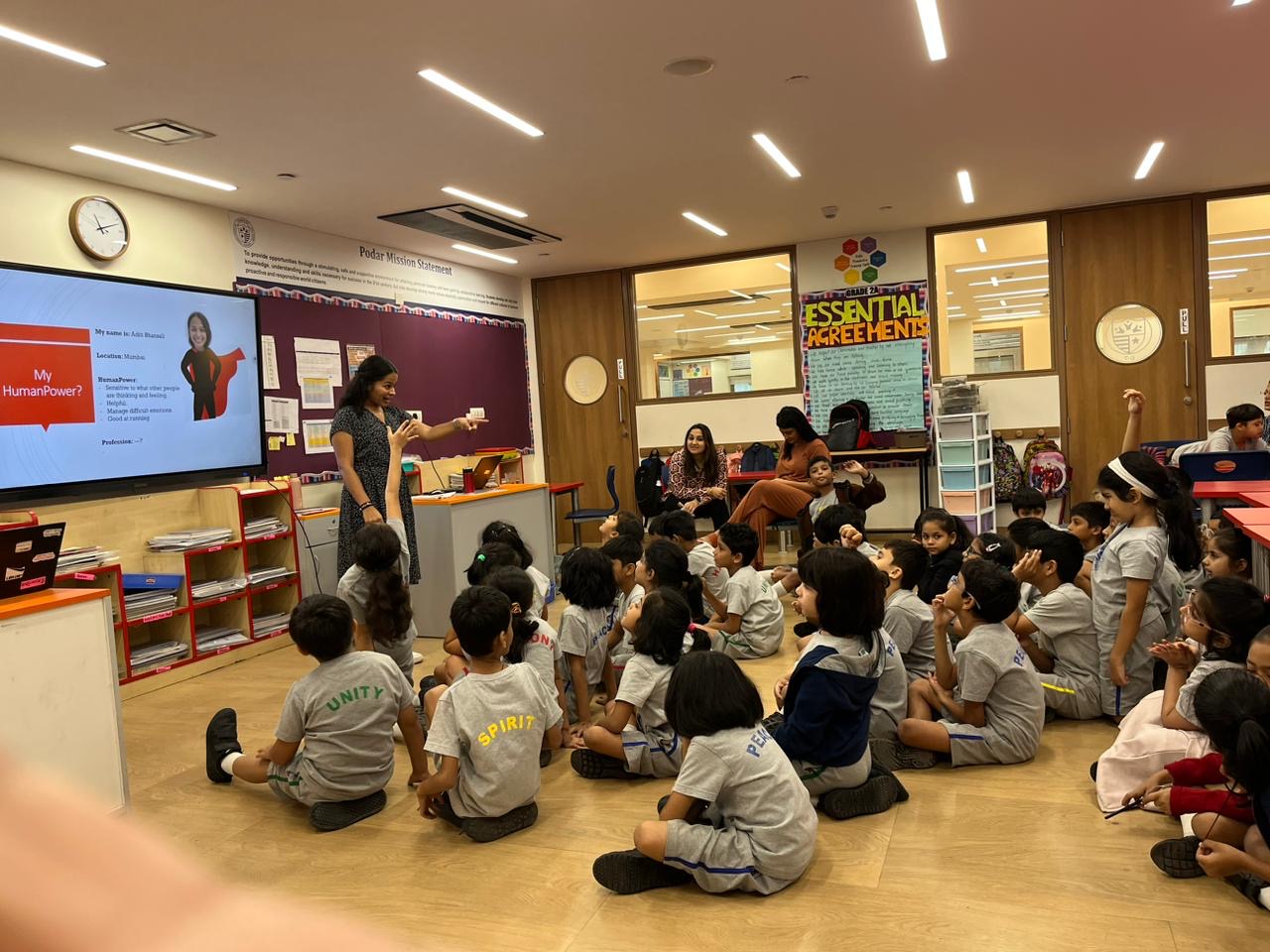Aditi presenting at Podar school workshop