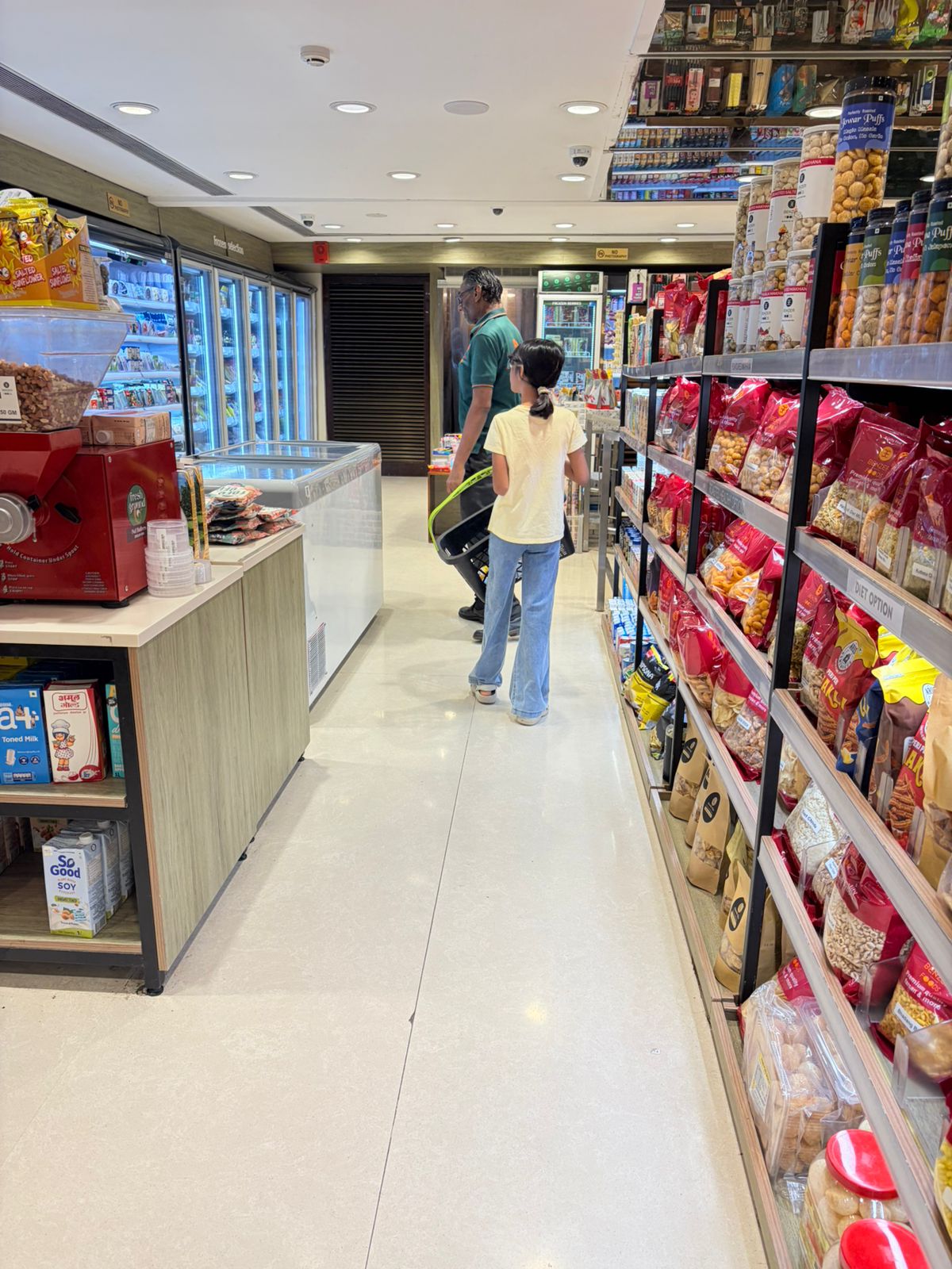 Child practising grocery shopping